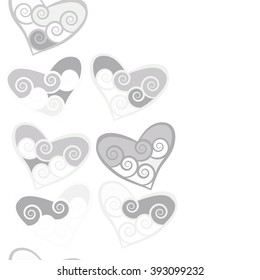 Vertical  pattern, doodles,hearts, spirals, spots,seamless,  copy space . Hand drawn.