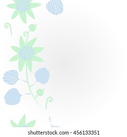    vertical   pattern of floral motif, doodles, flowers, leaves, spot, hole, spiral, branch, object. Hand drawn.