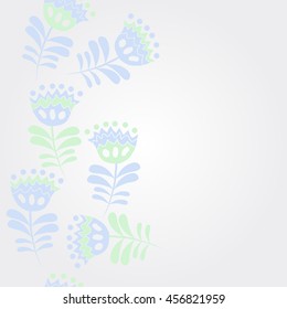    vertical   pattern of floral motif, doodles, flowers, leaves,branches, spot, hole,  object, copy space . Hand drawn.