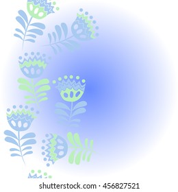    vertical   pattern of floral motif, doodles, flowers, leaves,branches, spot, hole,  object, copy space . Hand drawn.