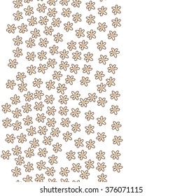 Vertical  pattern of floral motif, flowers,ellipses, doodles, copy space, seamless. Hand drawn.