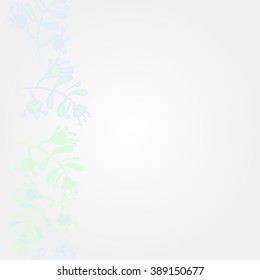 Vertical pattern  of floral motif,branches, leaves, doodles, hole, spots,stamens, copy space. Hand drawn.