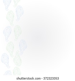 Vertical  pattern  of  floral oriental motifs, doodles, bagels,stripes,  waves ,copy space . Hand drawn.