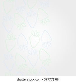 Vertical    pattern of fruit motif,strawberry,leaves, object, copy space. Hand drawn.
