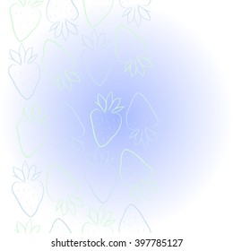 Vertical   pattern of fruit motif,strawberry,leaves, object, copy space. Hand drawn.