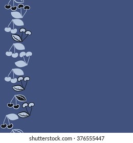 Vertical  pattern of fruits motif, doodles, copy space,leaf, spots,hole, cherries,seamless. Hand drawn.