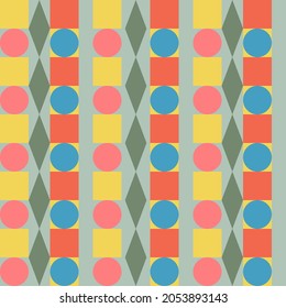 vertical pattern of geometric shapes on a light background 