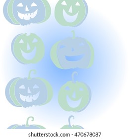    vertical pattern of  Halloween, doodles,  object, pumpkin, smile, copy space. Hand drawn.