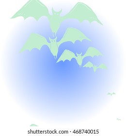    vertical pattern of  Halloween, doodles,  object,bat,  copy space . Hand drawn.