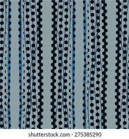 Vertical pattern of hexagons and curves, seamless vector background.