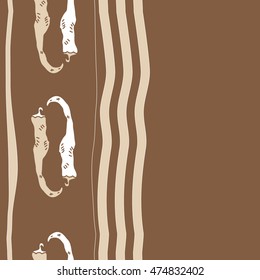 Vertical pattern with hot peppers,striped, seamless . Hand drawn.