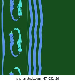 Vertical pattern with hot peppers,striped, seamless . Hand drawn.