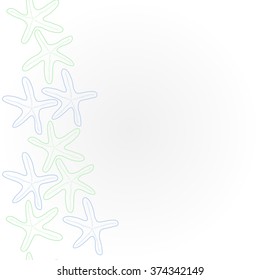 Vertical  pattern  of  marine inhabitants,stars,hole,copy space. Hand drawn.
