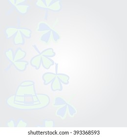 Vertical    pattern of patrick's day,  ireland,doodles,leaves,clover,spring,symbol,irish,shamrock, hats, copy space . Hand drawn.