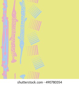 Vertical pattern of sea fishes, seamless. Hand drawn.
