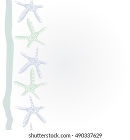 Vertical   pattern of sea motif, stripes. Hand drawn.