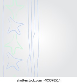 Vertical pattern of stylized  motif,gothic lily,leaves, stripes, floral. Hand drawn.
