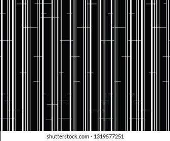 Vertical pattern of white trees on a black background. Vector illustration.