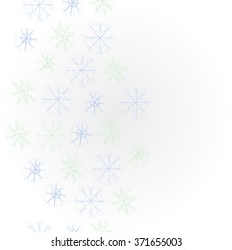 Vertical  pattern  of  winter  motif, doodles, snowflakes, zigzag, stripes, . Hand drawn.