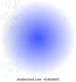 Vertical  pattern of zodiac signs, doodles, object,virgo,copy space ,lions. Hand drawn.
