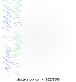 Vertical     pattern of zodiac signs, doodles, object,aquarius,lions,  copy space. Hand drawn.