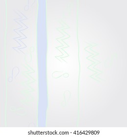 Vertical  pattern of zodiac signs, doodles, object,aquarius,lions, zigzag,stripes, copy space. Hand drawn.