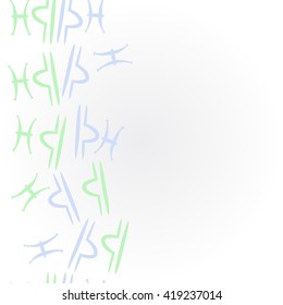 Vertical pattern of zodiac signs, doodles, object,pisces,libra, copy space. Hand drawn.