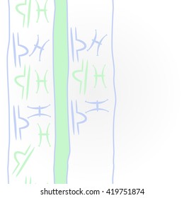Vertical pattern of zodiac signs, doodles, object,pisces,libra,stripes, spot, copy space. Hand drawn.