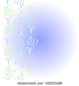    vertical  pattern of zodiac signs, doodles,  object,aries,virgo, copy space. Hand drawn.