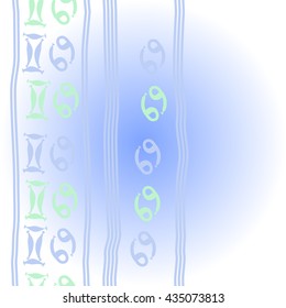     vertical   pattern of zodiac signs, doodles,  object,gemini,cancer, stripes, copy space. Hand drawn.