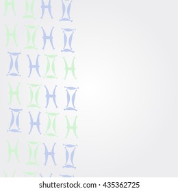      vertical   pattern of zodiac signs, doodles,  object,gemini,pisces, copy space. Hand drawn.