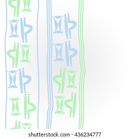    vertical  pattern of zodiac signs, doodles,  object,gemini,libra, stripes, copy space. Hand drawn.