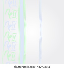 Vertical    pattern of zodiac signs, doodles,  object,gemini,capricorn, stripes, spot, copy space. Hand drawn.