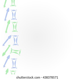 Vertical    pattern of zodiac signs, doodles,  object,gemini,sagittarius,copy space. Hand drawn.