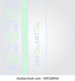 Vertical    pattern of zodiac signs, doodles,  object, gemini,lion, stripes, spot, copy space. Hand drawn.