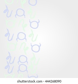 Vertical    pattern of zodiac signs, doodles,  object, taurus,capricorn, copy space. Hand drawn.