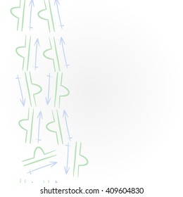 Vertical     pattern of zodiac signs, doodles,libra, sagittarius,object,  copy space. Hand drawn.