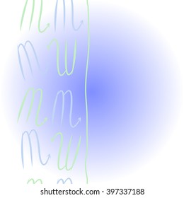 Vertical     pattern of zodiac signs motif,scorpio,   stripes, object, copy space. Hand drawn.