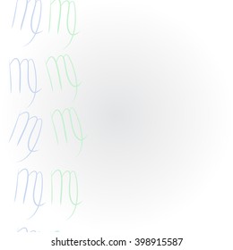 Vertical  pattern of zodiac signs motif,virgo,   object, copy space. Hand drawn.