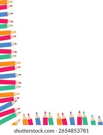 Ilustración de borde de lápiz de Vertical con colores brillantes, perfecto para diseños creativos, carteles escolares o materiales de impresión educativos.