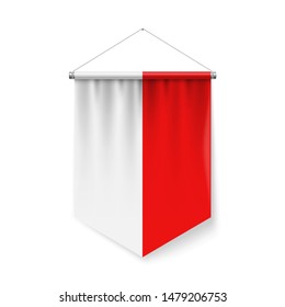 Vertical Pennant Flag of Indonesia as Icon on White Background with Shadow Effects. Patriotic Sign in Official Color Scheme, Indonesian Flag