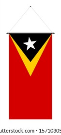 vertical pennant flag of timor leste on white background