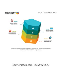 Vertical pentagon clock chart vector illustration. Cartoon drawing of business scheme for advertisement or research. Management, development concept for report or presentation slide
