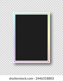 Vertical photo frame mockup. Vector realistic element.