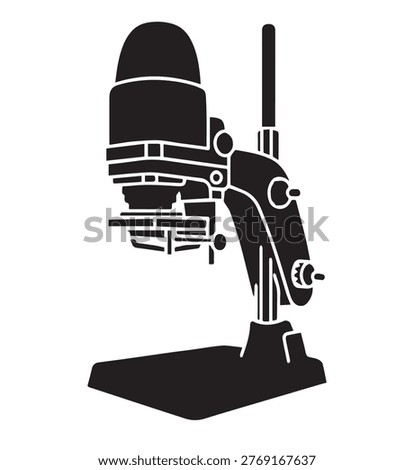 Vertical Photographic Enlarger Silhouette Vector Icon for Traditional Darkroom Photography Studio Branding and Retro Film Processing Illustration