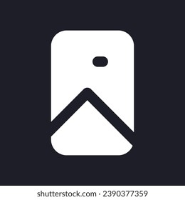Vertical picture dark mode glyph ui icon. Photo and video format. User interface design. White silhouette symbol on black space. Solid pictogram for web, mobile. Vector isolated illustration