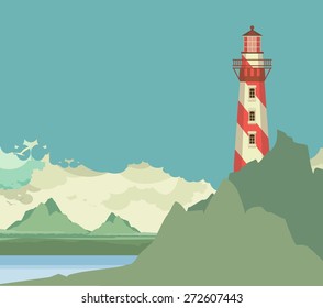  Vertical picture of a lighthouse on the background of sky