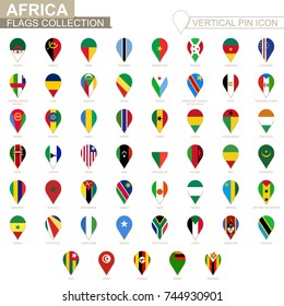 Vertical pin icon, African flag collection.