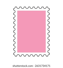 Vertical pink blank postage stamp template isolated vector illustration