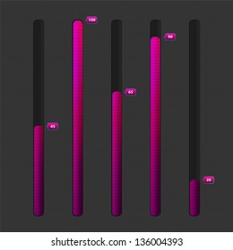 Vertical pink loading bar. Collection of modern progress loading bars, eps 10